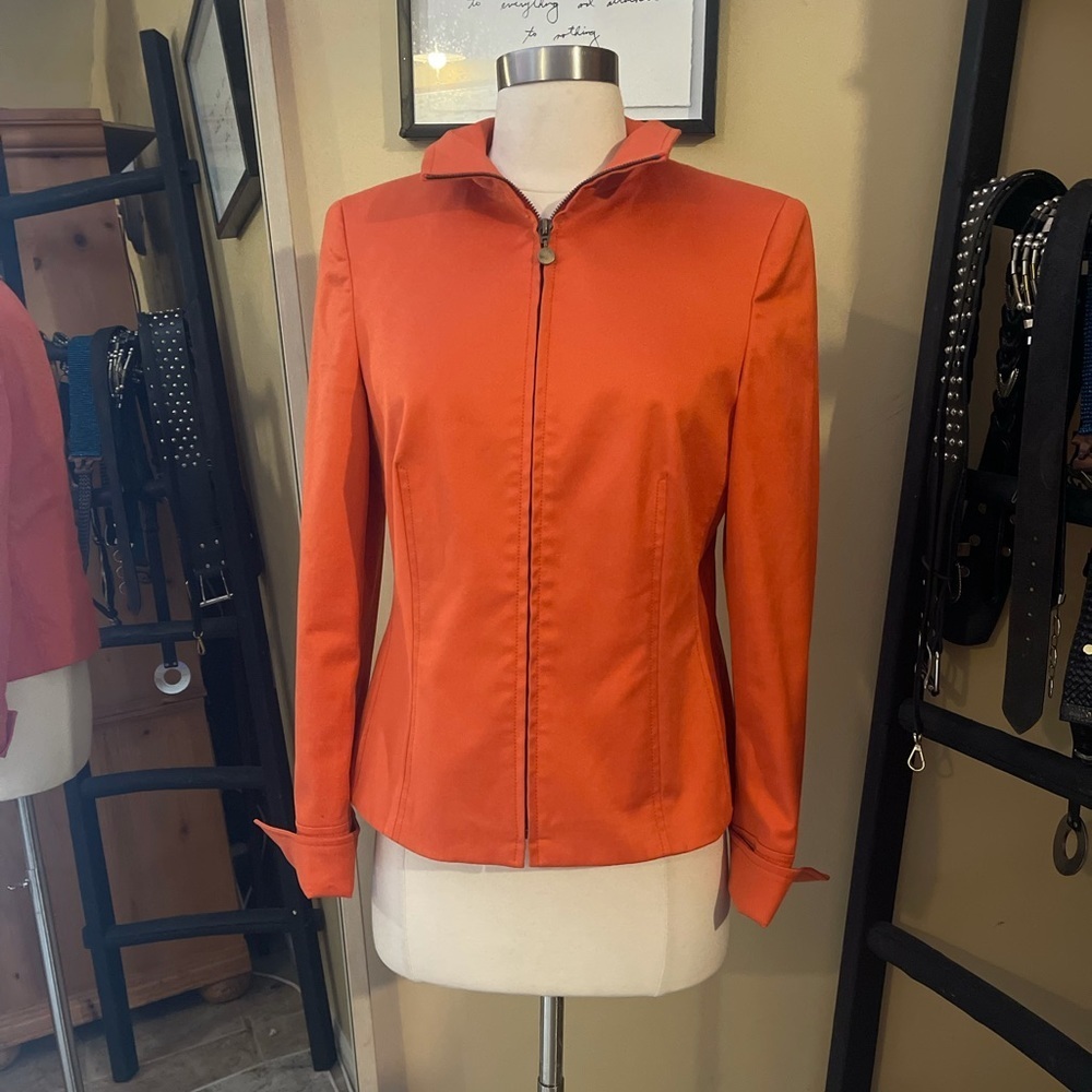 AKRIS PUNTO orange zip up sports jacket size 4